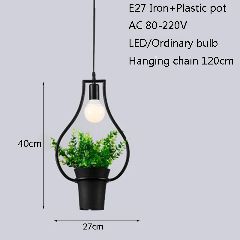 Зеленый креативный скандинавский черный железный пластиковый кулон свет Led E27