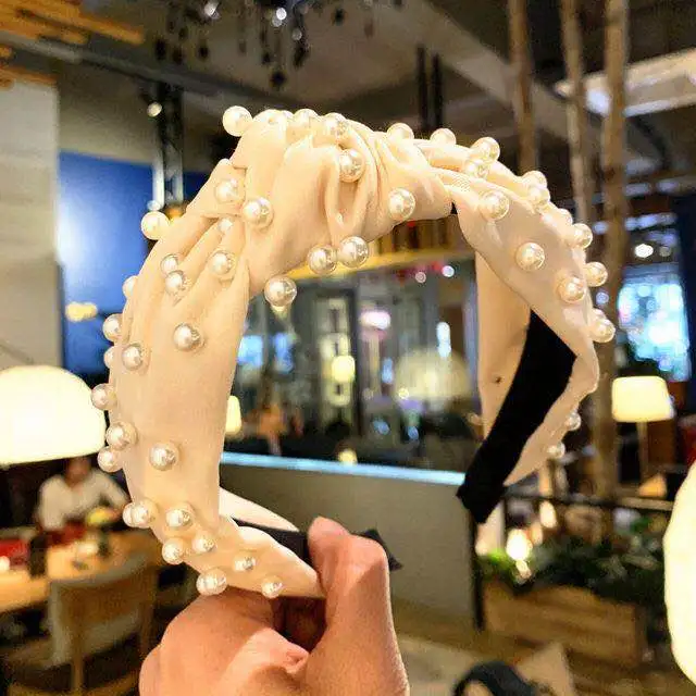 Женская бархатная крученая лента для волос с искусственным жемчугом |