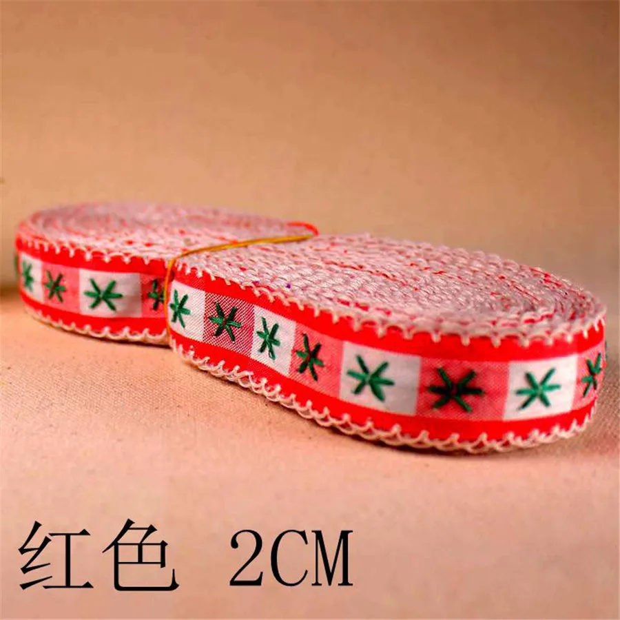 20 ярдов * 2 см жаккардовая национальная Ретро кружевная лента красный синий и