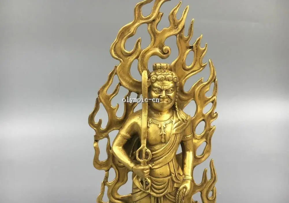 11''классика латунь резной Тибетский буддизм Vidyaraja акаланата статуя Будды |