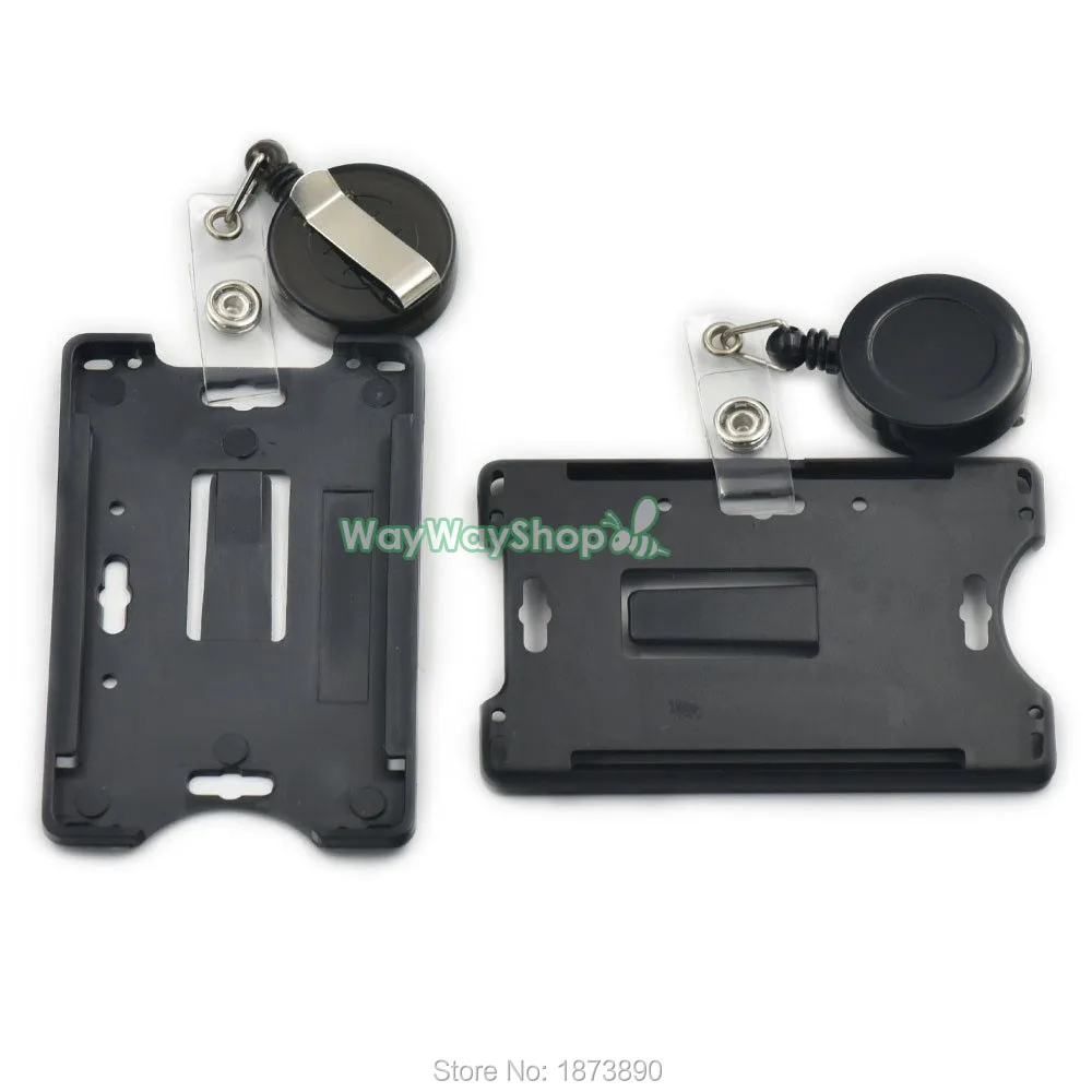 3 Sets card holder Reel for ID Strap lanyard Badge Retractable 2 in 1 Black Plastic | Дом и сад