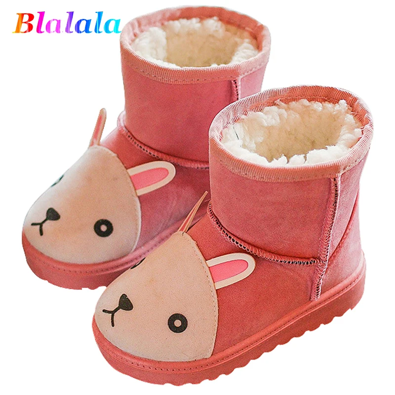 Теплые зимние вельветовые ботинки с милым рисунком кролика медведя кота для