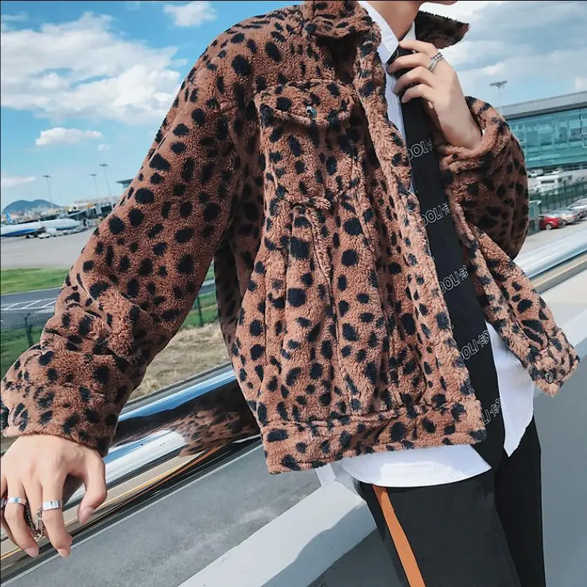 M 2xl 2021 новая зимняя леопардовая куртка мужская короткая в Корейском стиле