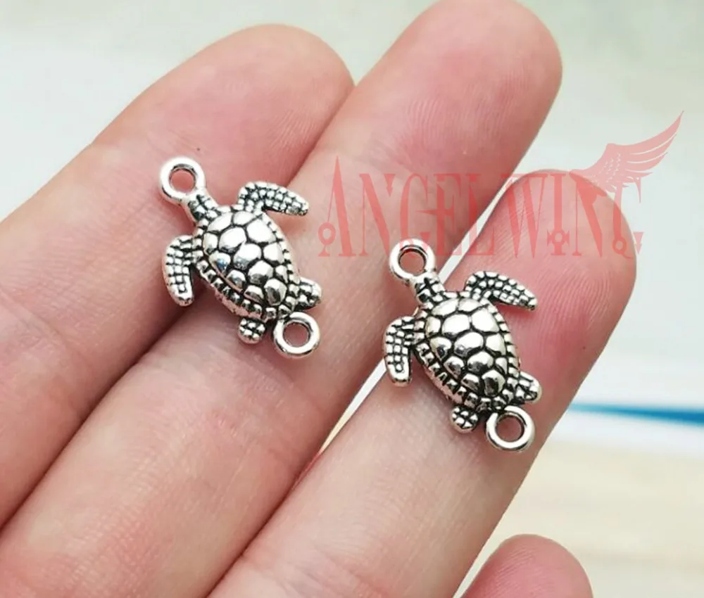 30pcs/lot--21x14mm, Sea turtle chams, Antique silver plated Sea turtle connect charms,DIY supplies, Jewelry accessories
