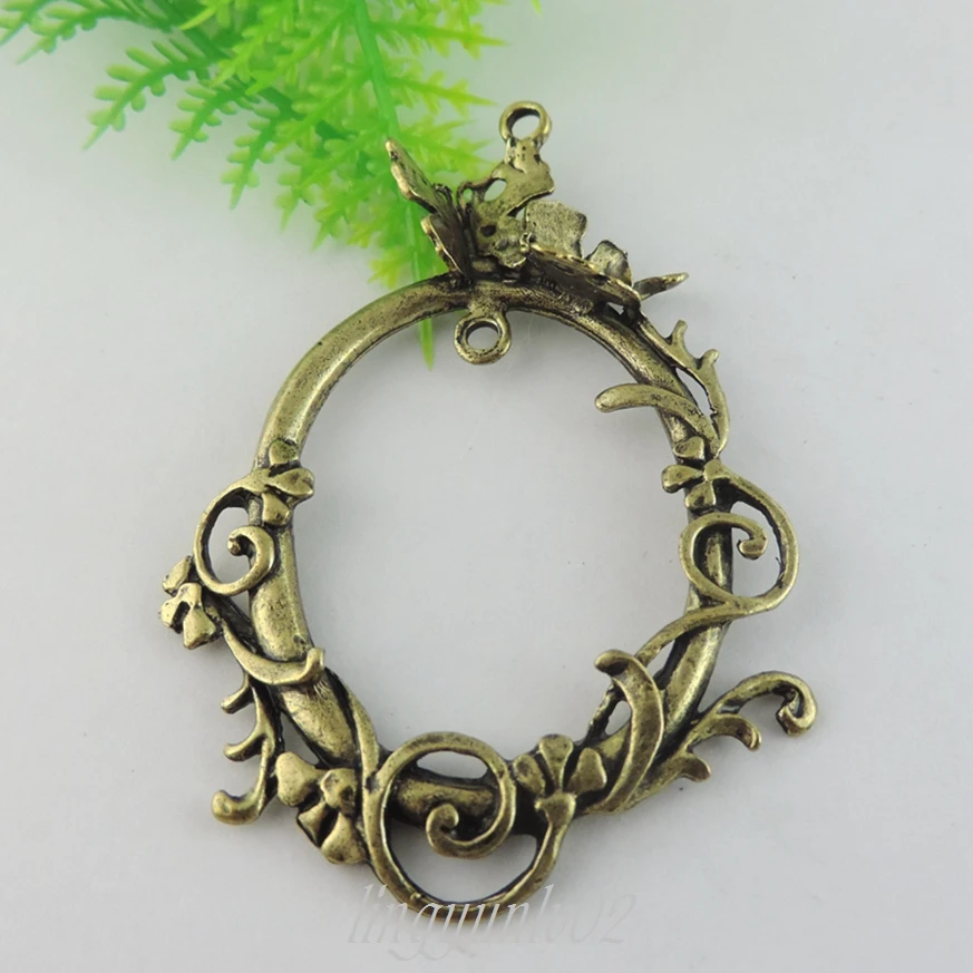 

(5Pieces)Creative Antique Style Bronze Tone Butterfly Insect Lace Oval Charms Necklace Pendant Beauty Jewelry Accessory 38971