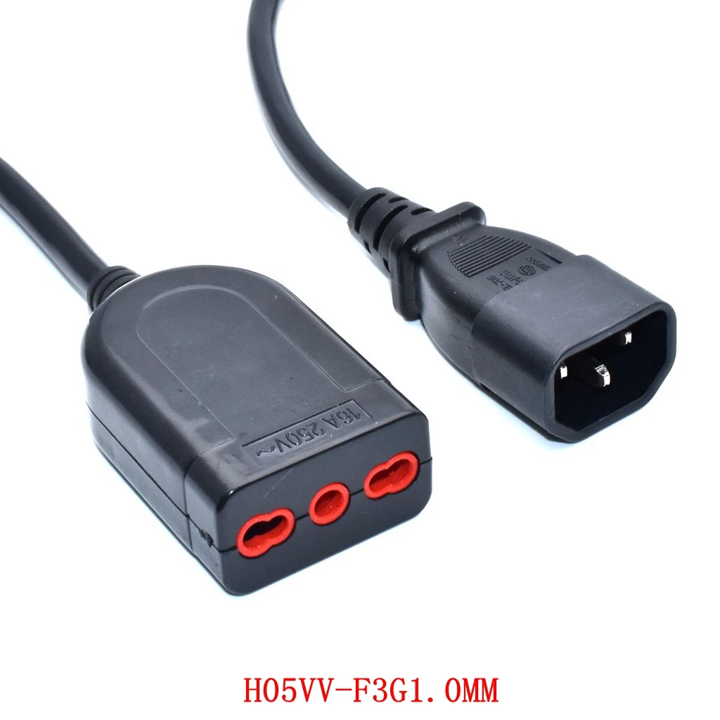 C14 to Italy Евро розетка шнур питания, IEC 320 C14 штекер Schuko CEE7/16 2Pin гнездо Кабель питания для UPS PDU, IT оборудование - Цвет: C14 to Italy