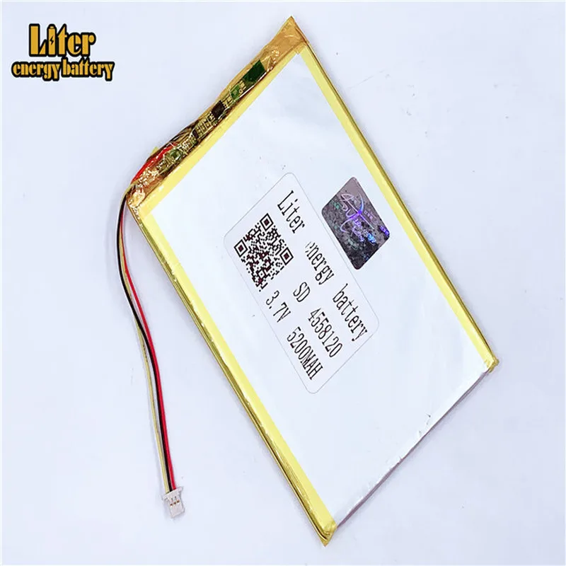 

1.0MM 3pin connector 4558120 4560120 3.7V 5200mah Wholesale ultra thin lipo batteries rechargeable lithium ion polymer
