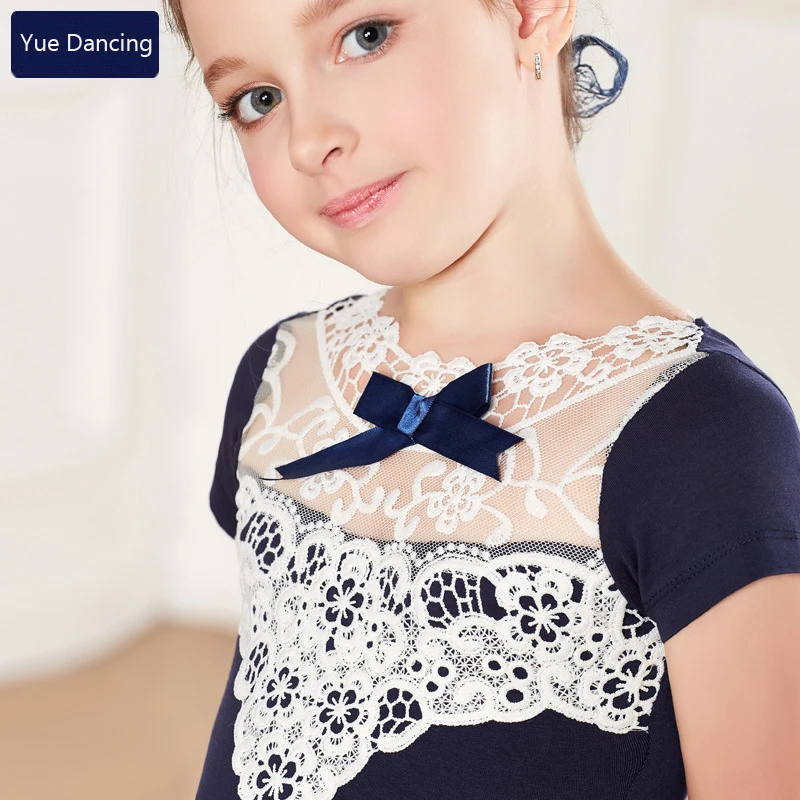 От 2 до 9 лет Детская кружевная балетная одежда розовый/синий гимнастический