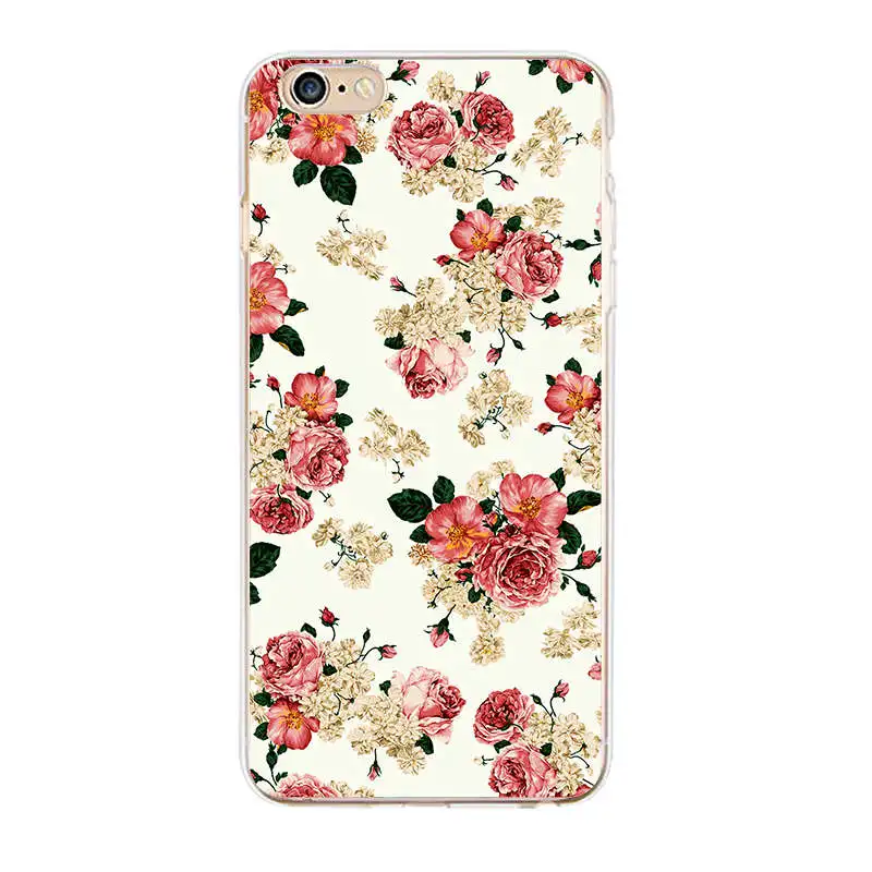 TPU Clear Phone Case For iPhone 6 6s 7 8plus x Soft Colorful Floral Beautiful Flower SiliconeCase Free shipping 4 5se |