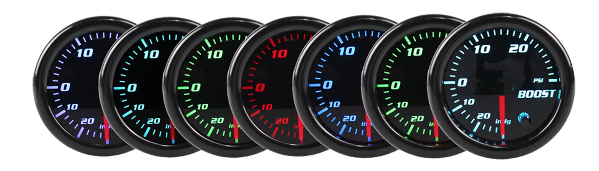 KET 2" 52mm Universal Car Auto Bar PSI Turbo Boost Gauge Meter With Sensor 7 Color LED Smoke Face auto gauge