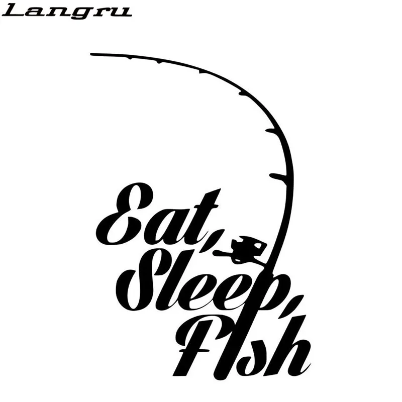 Langru Eat Sleep наклейка &quotрыба&quot крючки для ловли окуня лосося светоотражающие
