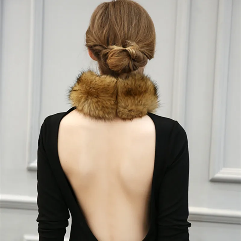 Горячие новые элегантные дамы из искусственного лисьего меховой воротник кольцо