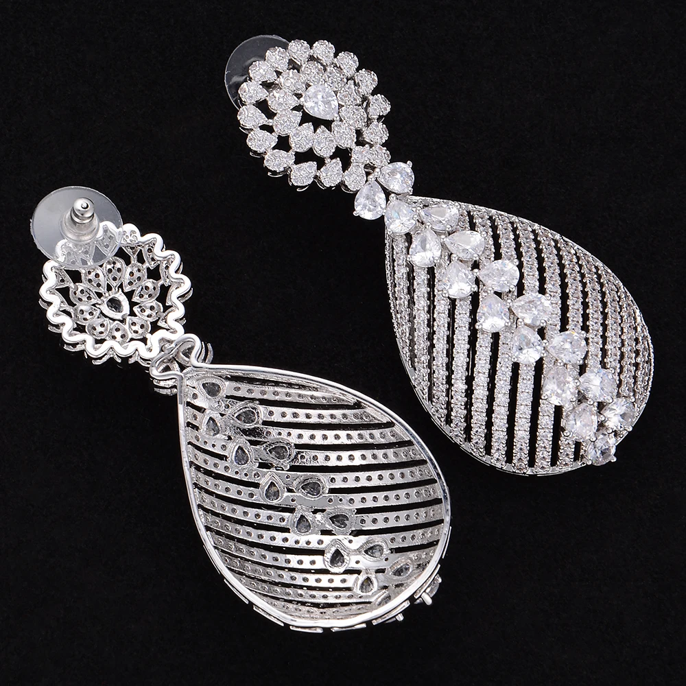 

Jimbora Waterdrop Shape Cubic Zirconia Geometric Engagement Dangle Earrings Jewelry For Women