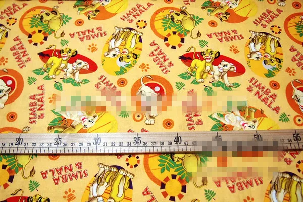 Милый мультяшный Король Лев Simba Nala лист желтый принт Обычная хлопковая ткань для