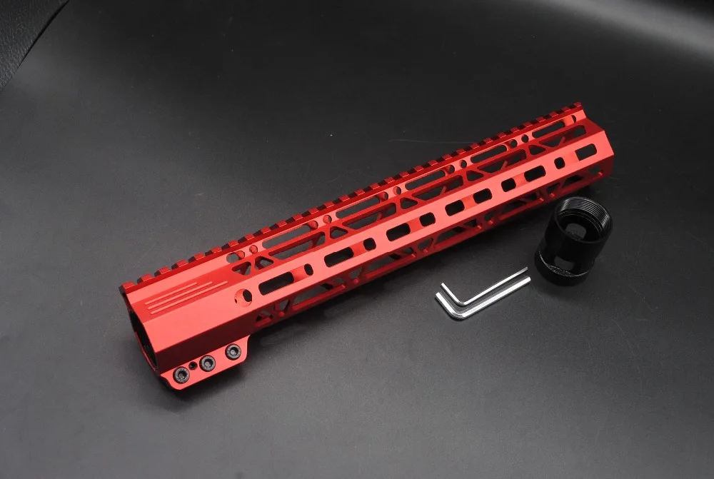 

TriRock Chinese Red Anodized 12'' inch M-lok Handguard Rail Clamping Style Free Float Picatinny Mount System Fit .223/5.56