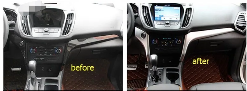 Interior Car-Styling Accessories For Ford Kuga Escape 2017 2018 ABS Chrome Central Control Cover Trim Decoration Strip Sequin Interior Car-Styling Accessories For Ford Kuga Escape 2017 2018 ABS Chrome Central Control Cover Trim Decoration Strip Sequin