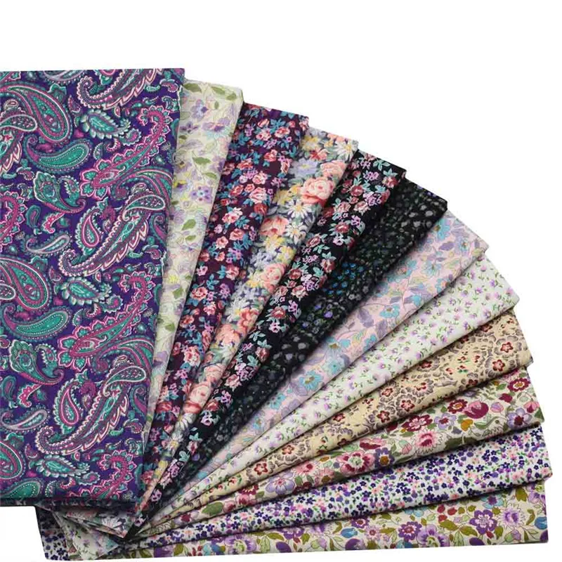 Фиолетовый цветок поплин Бамбук Ткань постельное белье хлопок ткань для одежды