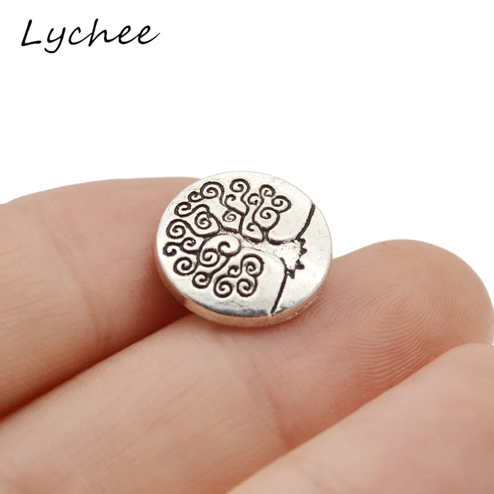 Lychee 10 шт. античные серебряные металлические пуговицы с хвостовиком из дерева
