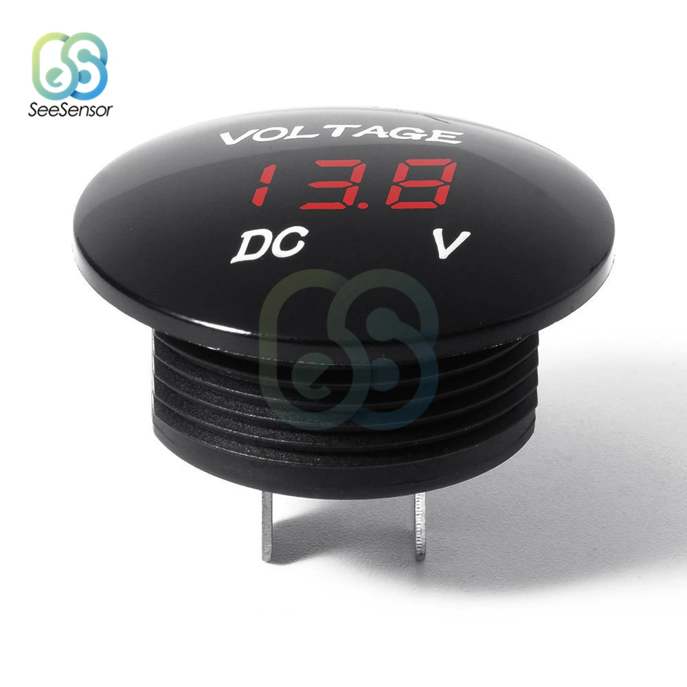 Автомобиль Мотоцикл DC5V-48V светодиодный панель Мини цифровой вольтметр тестер монитор круглый водонепроницаемый дисплей Вольтметр