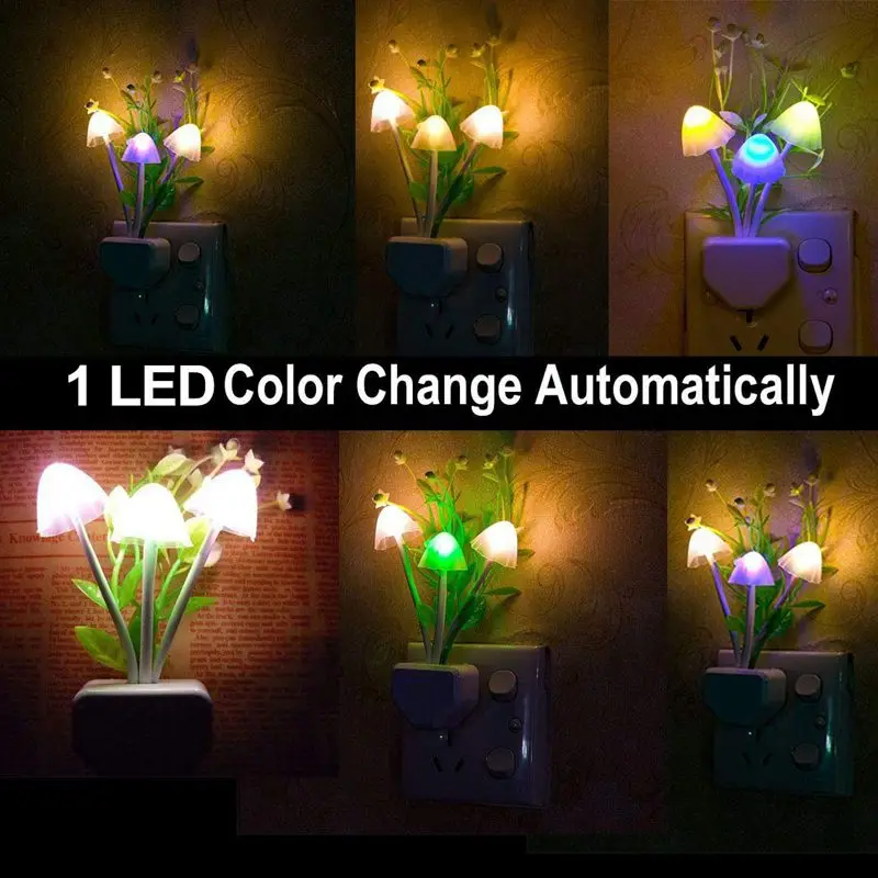 2 шт. в упаковке светодиодный ночник изменение цвета детский гриб настенный