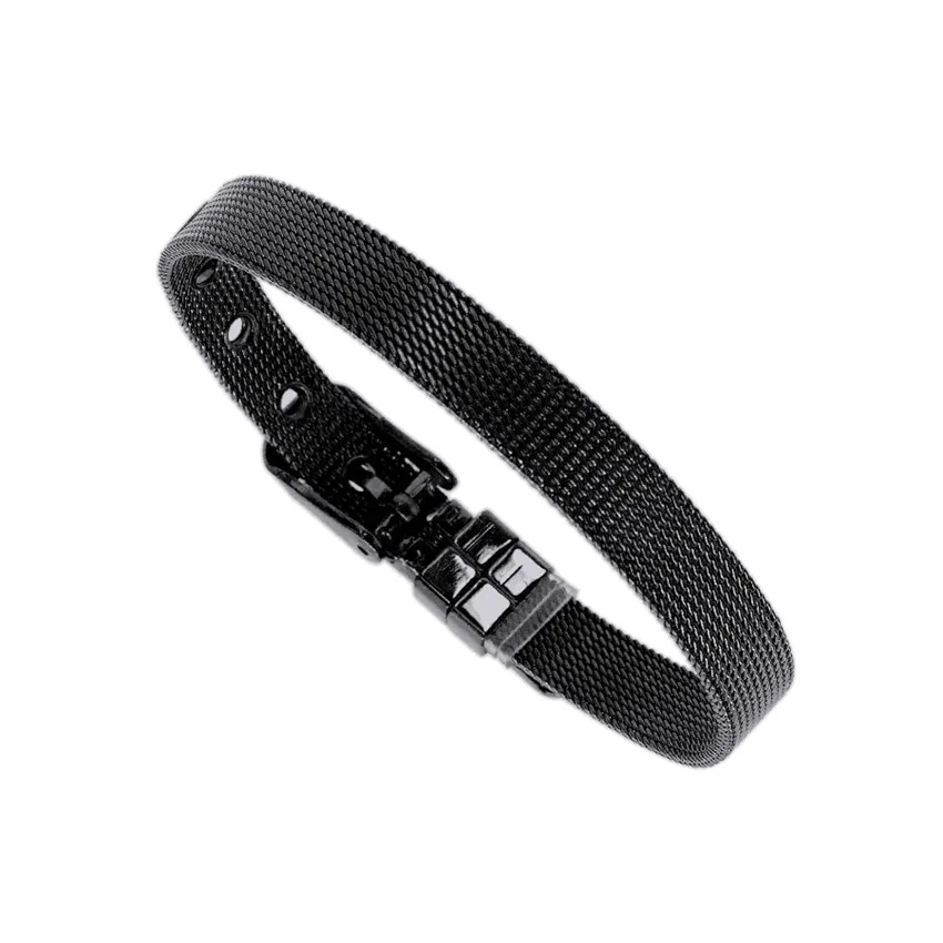 black color 1 шт. 8 мм 316L браслет из нержавеющей стали браслет серебро розовое золото черный цвет подходит для подвески талисманы с надписями для женщин и мужчин ювелирные изделия подарок - Окраска металла: black color