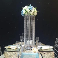 70cm luxury crystal table centerpieces flower vase for decorating wedding flowers candle decoration metal stand walkway decor