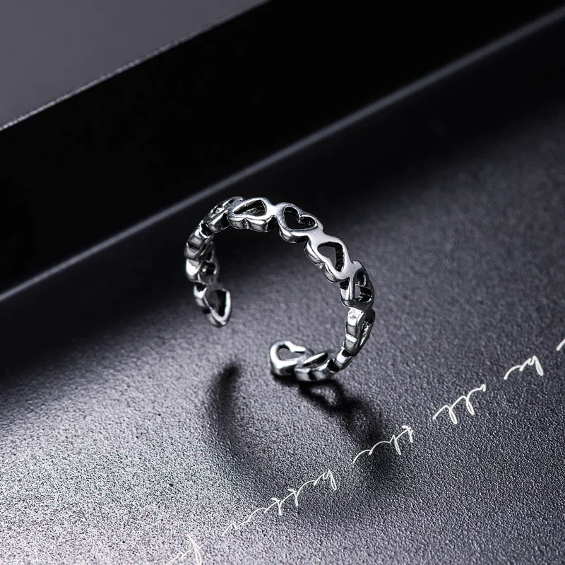Женские открытые кольца сердечко серебряного цвета ювелирные изделия для