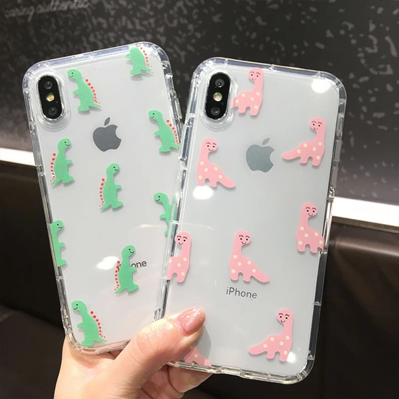 Милые Чехлы LOVECOM с динозавром из мультфильма для iPhone 11 Pro Max XS Max XR XS X 6 6S 7 8 Plus, мягкая прозрачная задняя крышка из ТПУ для телефона Coq