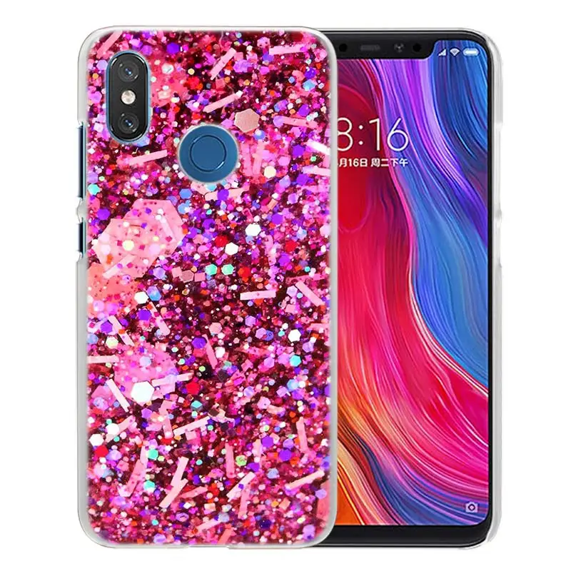 Для Xiao mi Red mi Note 7 Go 6 6A Pro S2 5 Plus 4X mi Play 8 lite A2 A1 Прозрачный жесткий пластиковый чехол для украшения блестящий красный - Цвет: 04