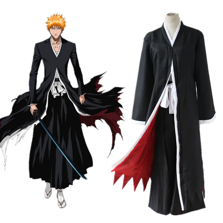 

Japanese Classic Anime Bleach Cosplay Costumes Kurosaki ichigo Cloak Cosplay Costumes Trench for Halloween party