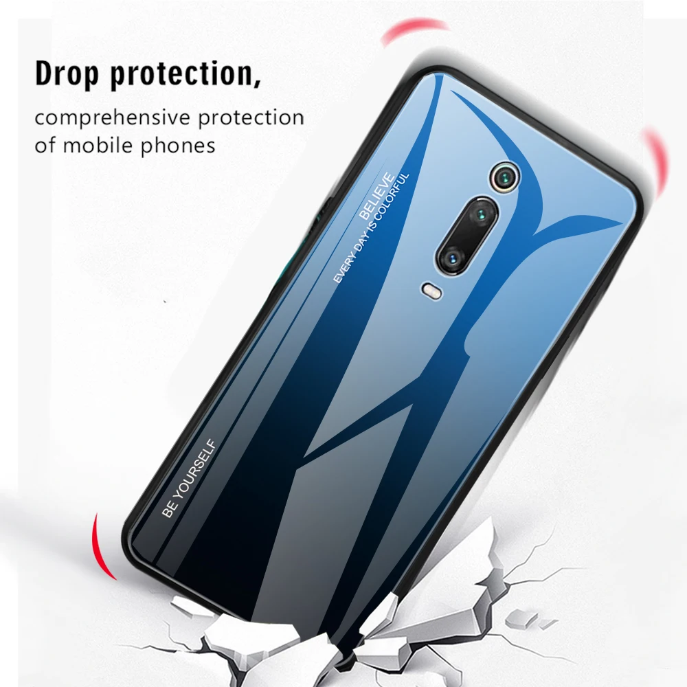 KEYSION градиентный чехол из закаленного стекла для Xiaomi Redmi K20 Pro Mi 9 9T защитный