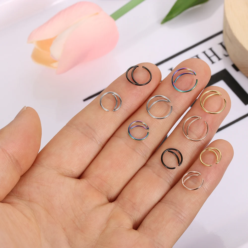1 шт. Moon кольцо в нос индийское кольцо в нос Snug Septum ювелирные изделия пирсинг маленькая серьга для носа аксессуары для унисекс