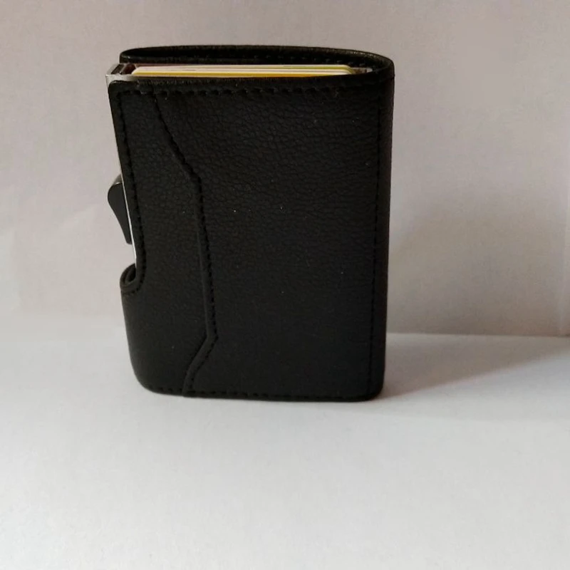 Модная новинка, женские и мужские противоугонные мини-кошельки RFID из искусственной кожи, автоматический скользящий Чехол для карт, RFID алюминиевые держатели для кредитных карт