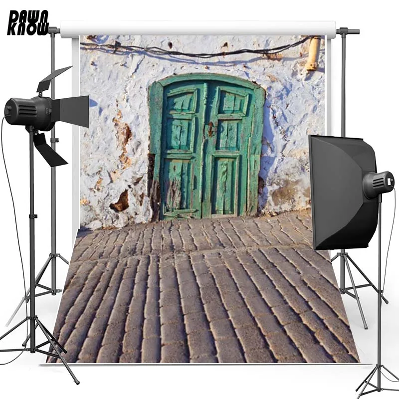 Новая фланелевая фотография с изображением зеленой двери для детей Виниловый