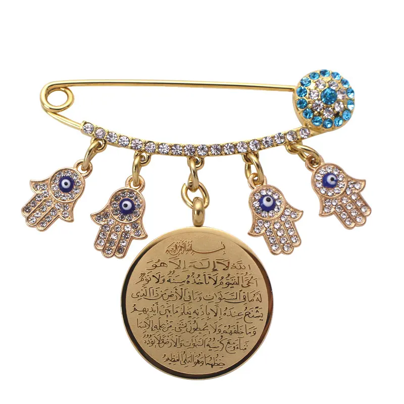 ZKD аятул КУРСИ Алла Турецкий Дурной глаз рука Фатимы нержавеющая стальная брошь