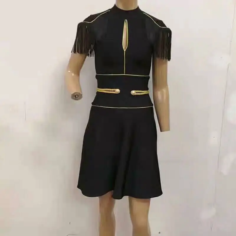 White Tassel Celebrity Sexy Elegant Night Club Fashion Bodycon Mini Euramericam Women Autumn Party Dresses | Женская одежда