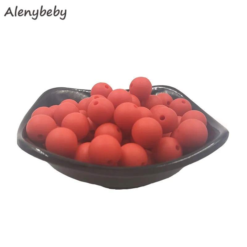 Scralet red 100 шт Силиконовые Круглые бусины 12 мм экологически чистый сенсорный детский аксессуар для прорезывания зубов пищевой мамы кормящих DIY Ювелирные изделия Детские трофеи - Цвет: Scralet red