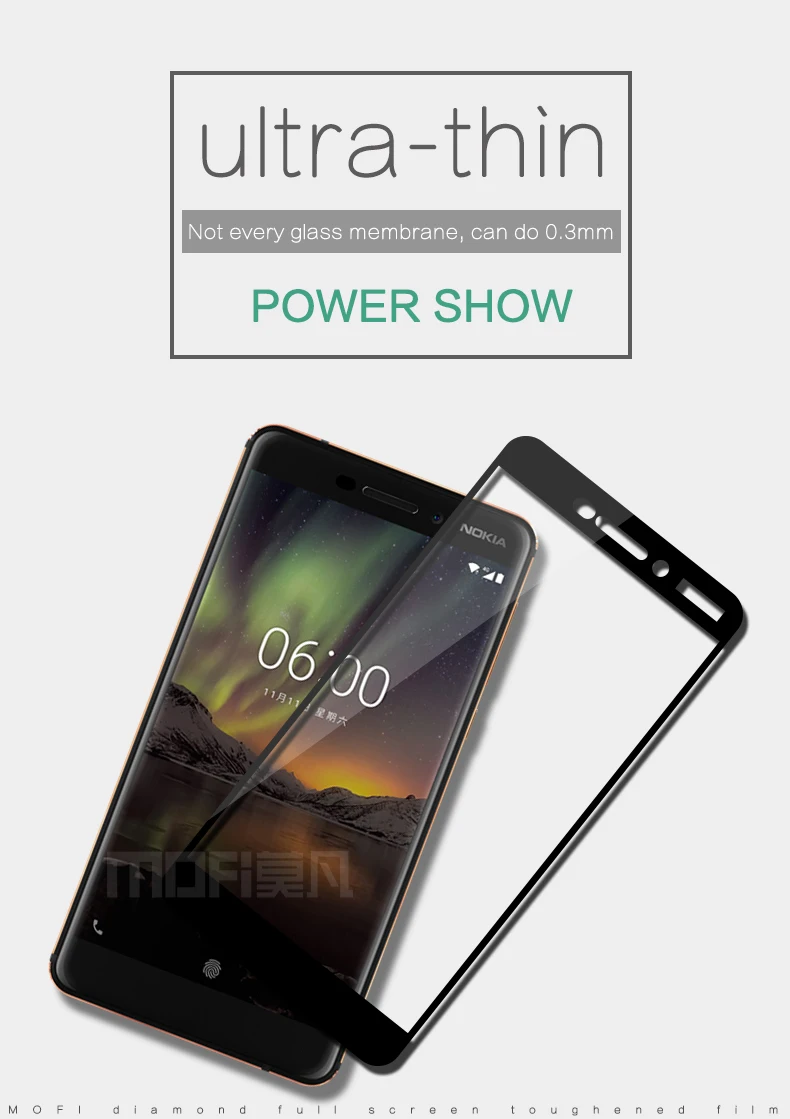 

For Nokia 6 2018 TA-1054 tempered glass MOFi original For Nokia 6 2018 TA-1054 screen protector glass full cover
