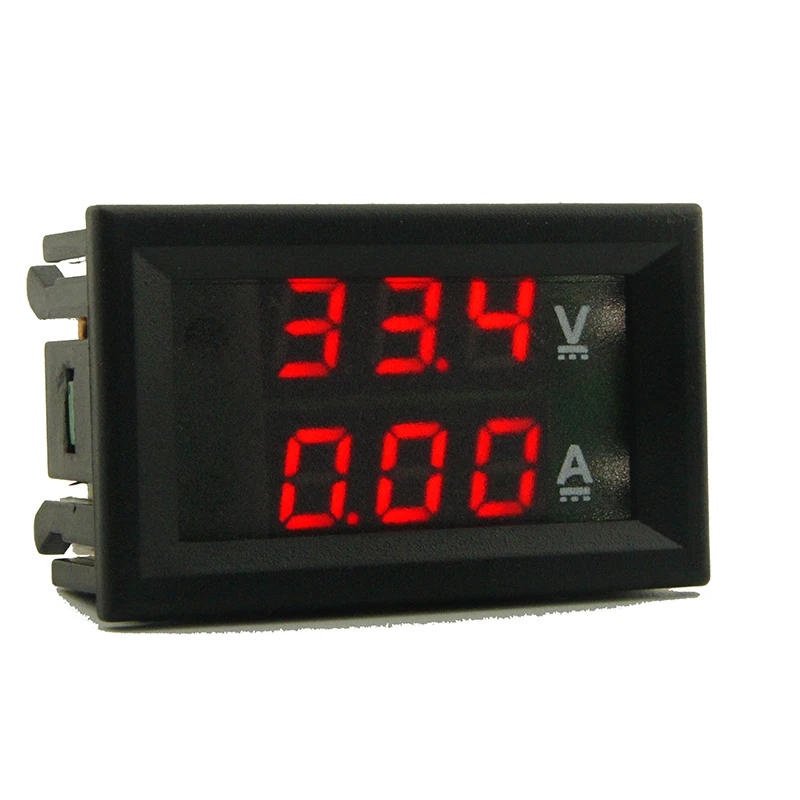 Цифровой вольтметр-амперметр мини-размера DC 100V 10A Тестер напряжения тока 0.28" двойной дисплей сине-красного цвета.
