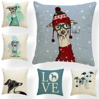 greyhound cushion merry christmas pillow cases animal home outdoor decor snowflake throw pillows turkish burlap soft