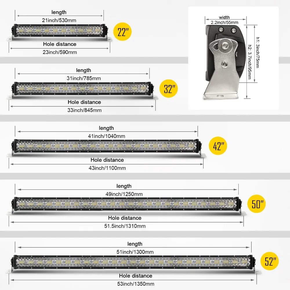 Светодиодная балка CO LIGHT 3 ряда для внедорожников 12 В 24 32 дюйма 585 Вт точечный