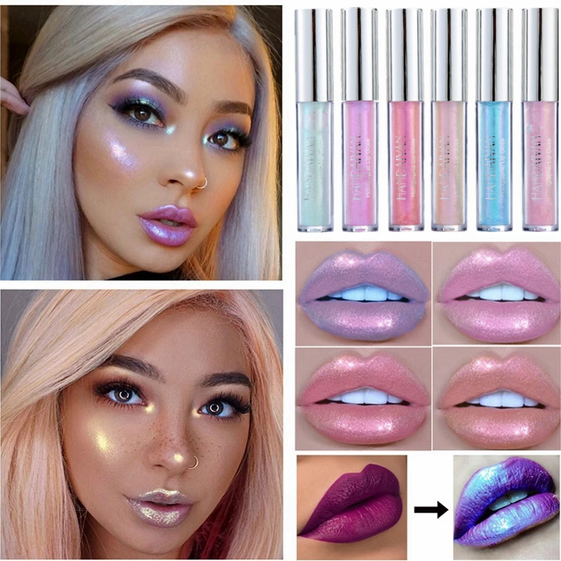 Glitter Liquid Lipstick Lip Gloss Lint Crystal Glow Laser Holographic Lipsticks Jelly Pigment Lipgloss Tube Makeup | Красота и