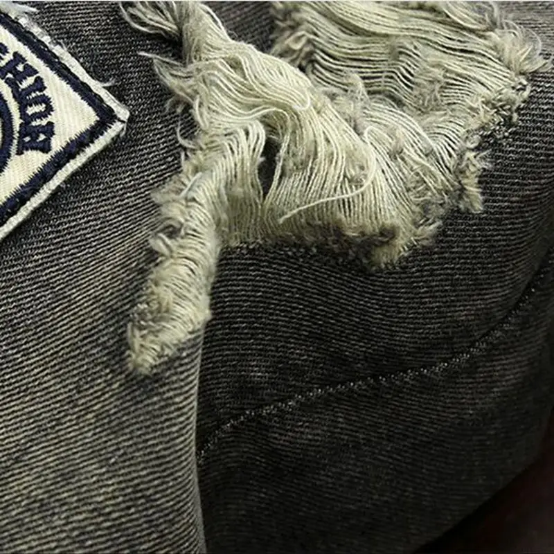 Men's Distressed Ripped Motorcycle Biker Jeans Patchwork Pants Slim Fit Mens Moto Denim Hip Hop Punk Streetwear For Men 163# | Мужская