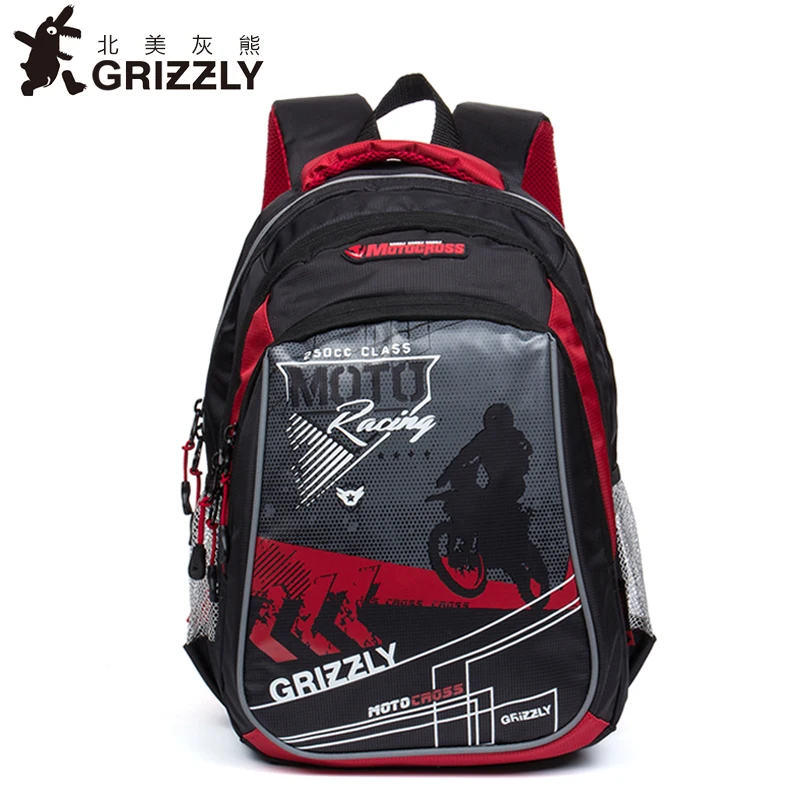 Детские ортопедические рюкзаки GRIZZLY водонепроницаемые школьные для мальчиков с