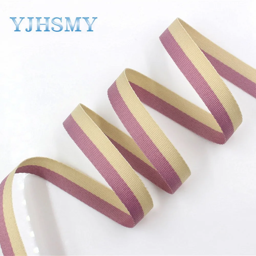 YJHSMY I-181103-116,10 ярдов/партия, 16 мм Двусторонняя двухцветная полосатая лента, ручная работа, бант, головной убор, подарочная упаковка