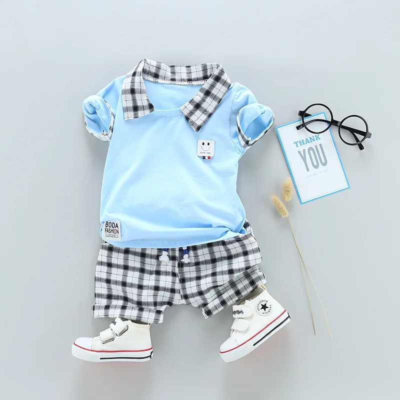 AiLe Rabbit Two children's clothing wholesale summer new boy cotton suit gentleman a undertakes to small |