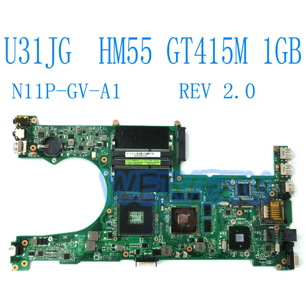 Материнская плата U31JG HM55 GT415M материнская 1G для Asus U31J X35J ноутбука 60 N1BMB1000 Rev 2 0 100%