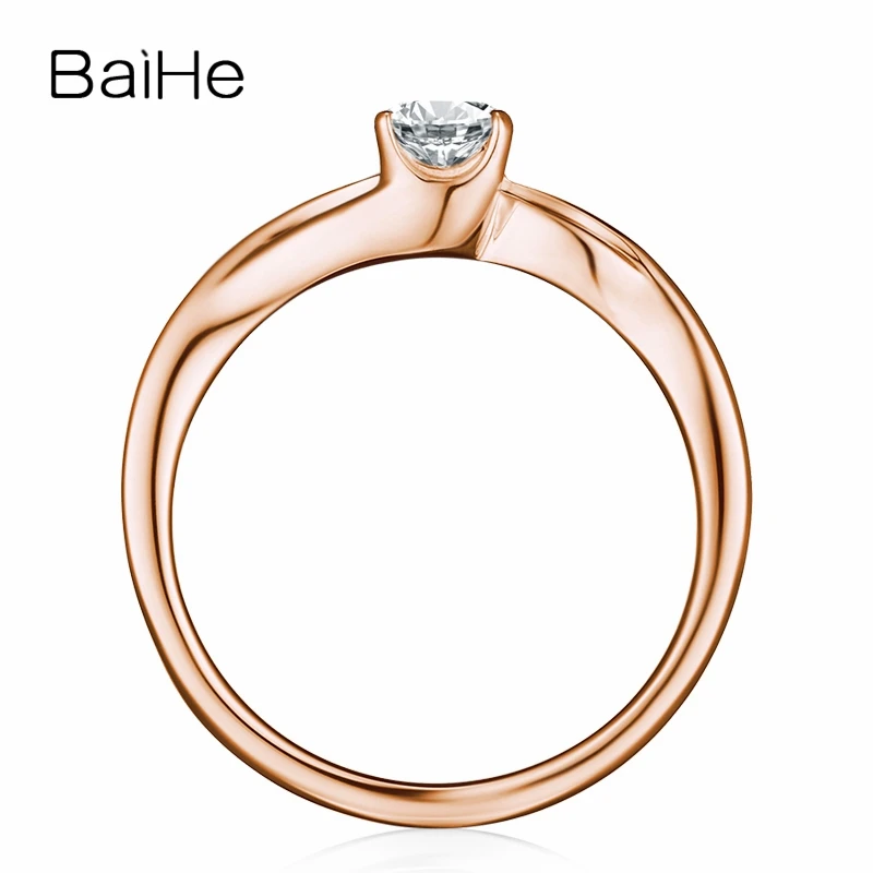 BAIHE однотонное 10K белое золото (AU417) сертифицировано 0.25ct круглый 100% муассанит