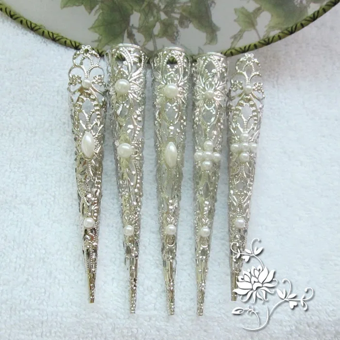 1 шт. Китайские Серебряные Золотые длинные ногти бусины для танцев реквизит