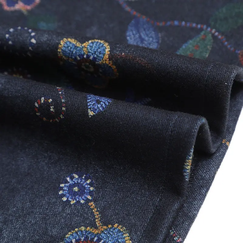 

Vintage Elegant Ladies Print Floral Skirts High Waist 2019 Spring Autumn Fashion Plus Size Medium Long A-Line Wool Skirts Womens